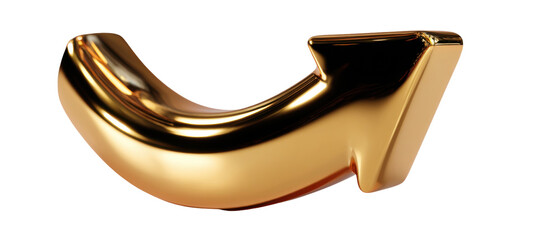 Sleek gold 3d curved arrow design on black background