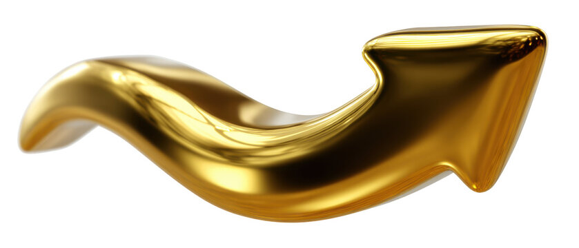 Dynamic gold arrow shaped in a fluid wave design