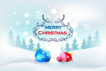 christmas background with balls and snowflakes