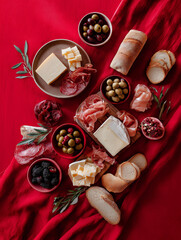 red charcuterie table