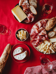 appetizer, fresh, red charcuterie table