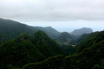 Naklejka premium tropical mountain landscape with clouds
