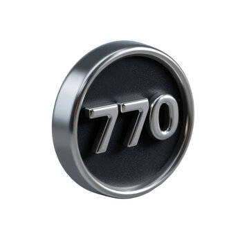 Metallic 770 emblem with black background and silver border