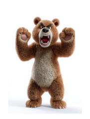 Fierce roaring cartoon bear standing with claws out
