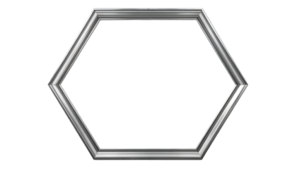 Modern silver hexagon frame on black background