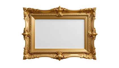 Elegant gold picture frame on black background for art display