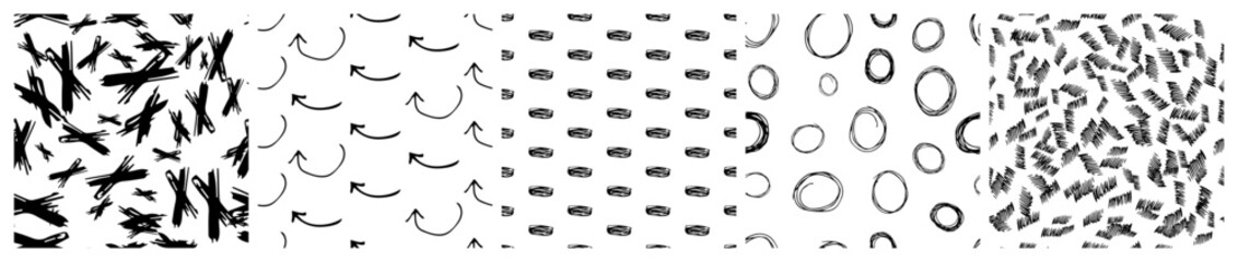 Set of seamless patterns with scribble smears