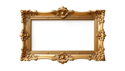 Ornate gold picture frame on black background for elegant decor