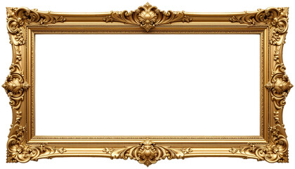 Elegant gold picture frame on black background for art display