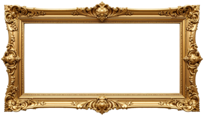 Elegant gold picture frame on black background for art display