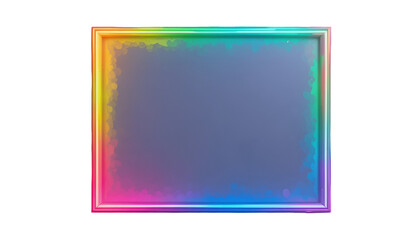 Vibrant rainbow frame with glowing neon lights on black background