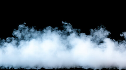 White smoke cloud rolling across black background with soft swirling mist