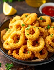 Knusprig frittierte Baby-Tintenfischringe