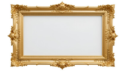 Elegant gold picture frame on black background for art display