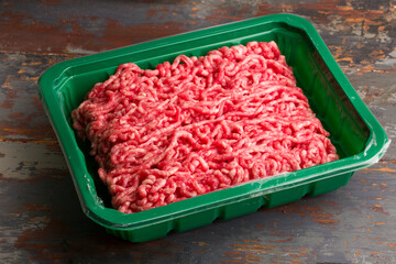 raw minced lamb on a light background