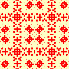 Ethnic ornament. Seamless pattern. Geometrical backdrop. Mosaic background. Geometric wallpaper. Tribal motif. Embroidery digital paper. Textile print. Abstract vector. Ethnic embroidery.