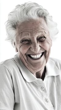 Mulher Idosa Sorrindo com Alegria Contagiante Transmitindo Energia Positiva e Bem Estar. Carismatica
