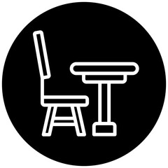 Bench Table Icon Button, Mini Illustration Relate To Carpentry, Wood Industry. Use For Modern Concept, Ui, Ux Web And App Development.