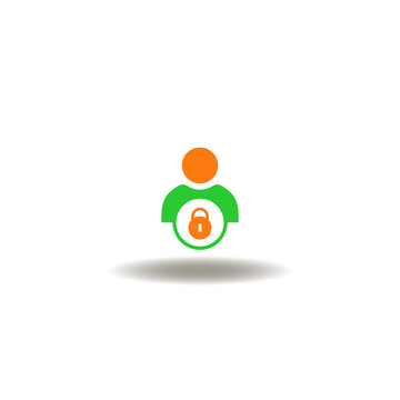 Vector illustration of person and padlock. Symbol of DPO Data Protection Officer. Icon of GDPR.