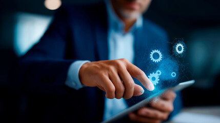 Streamline business automation processes visualization heavily defocused background integrated technology solutions for maximum efficiency growth optimization representation