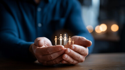 Global family protection and life insurance plan heavily defocused background solution providing financial security legal protection for family's future well being assurance