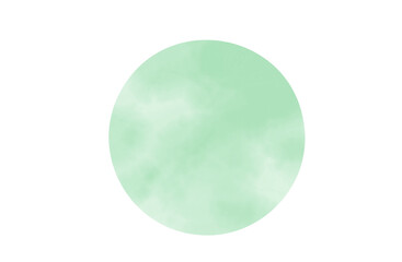 水彩タッチのグリーンの丸シール風イラスト