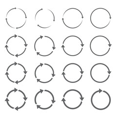 Set of black download and processing arrows.