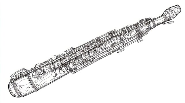 Detailed illustration of a wind instrument against a white background