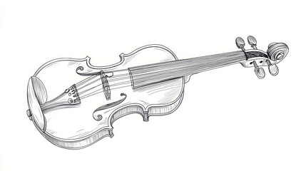 Obraz premium Detailed pencil sketch of a violin instrument isolated on white background