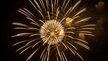 Fireworks display bursts against dark night sky