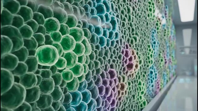 Animated organic cell wall with subtle pulsing motion in laboratory