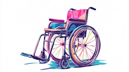 Fototapeta premium Illustrated wheelchair on white background accessibility and mobility concept