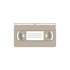 Fototapeta premium A close-up view of a beige VHS tape on a plain white background