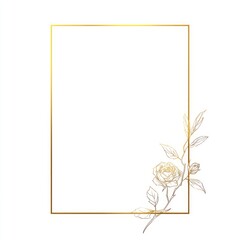 Obraz premium Minimal Gold Square Frame with Floral Rose Accent