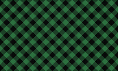 Diagonal forest green and black striped buffalo plaid seamless checkered background