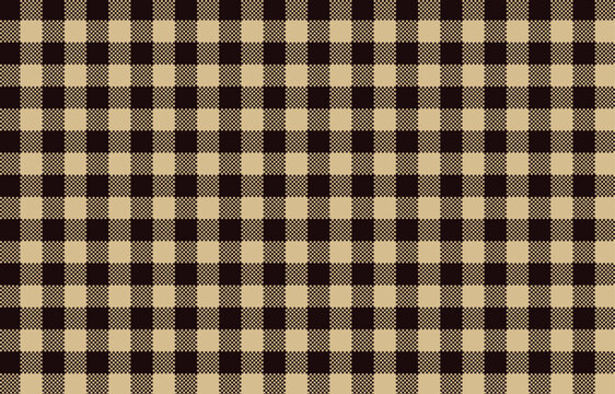 Checkered lumberjack plaid seamless pattern in brown and beige