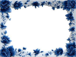 Elegant blue floral border with delicate flower embellishments