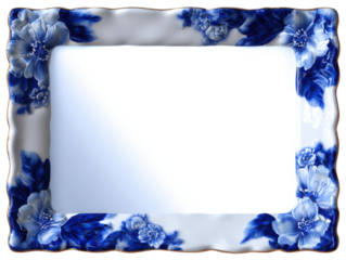 Elegant blue and white floral porcelain frame design
