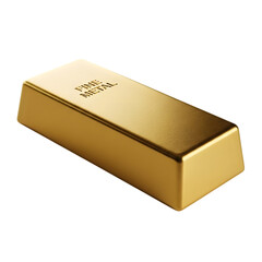 A single gold bar with fine metal engraved on its top surface, isolated on white