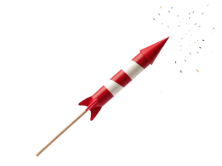 Confetti-filled rocket explosion, perfect for party or celebration scenes