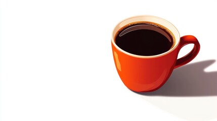 Obraz premium Vibrant red coffee mug with fresh brewed drink isolated on white background