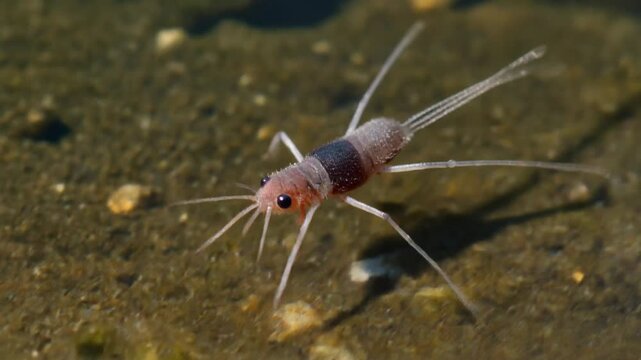 Close-up of a realistic water strider insect with advanced physics simulation on water surface