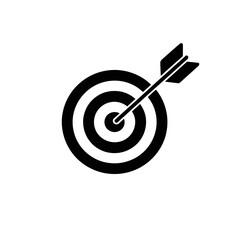 Arrow Hitting the Center of a Target In a Black and White Minimalist Design