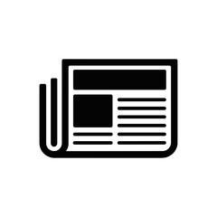 Black and White Icon of a Folded Newspaper Represents Current Events and Information