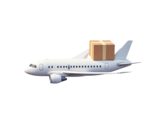A plane carrying a cargo box on its back, perfect for commercial or industrial use