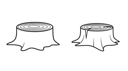 Two tree stumps depicted in a simple black and white silhouette