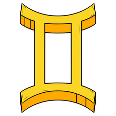 Gemini zodiac icon illustration hand drawn outline vector