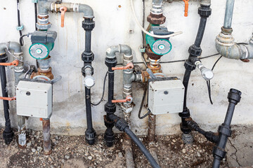 Water management system with various valves and meters in a utility area
