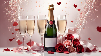 Valentine's Day. Champagne	