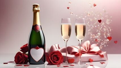 Valentine's Day. Champagne	
